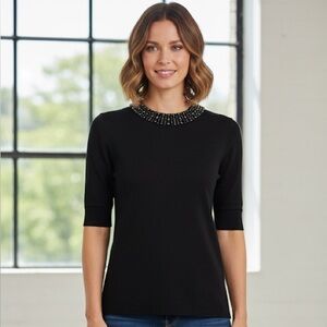 NEW Talbots beaded Neckline Knit Top